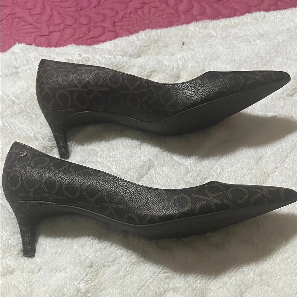 Calvin Klein Brown Patterned Heels - Picture 3 of 5